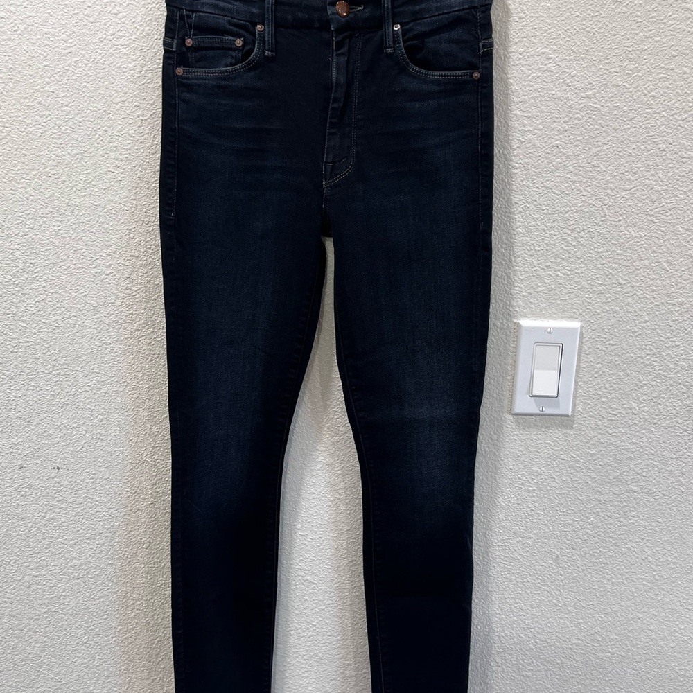 MOTHER Jeans Women's Blue High-Waisted Looker Petite Coffee Tea Or Me Size 24